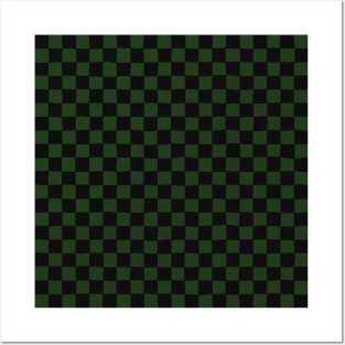 Wonky Checkerboard, Black and Green Posters and Art